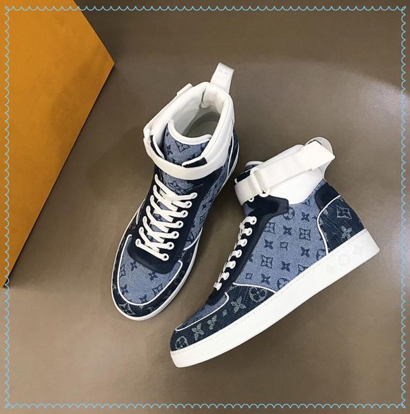

mens designer luxury shoes classic blue and white color scheme with box are size38-44 byo, Black