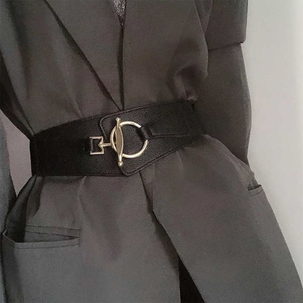 

belts women fashion elasticity waist strap punk retro buckle black camel belt all-match coat ladies wide harajuku formal waistband g221019, Black;brown