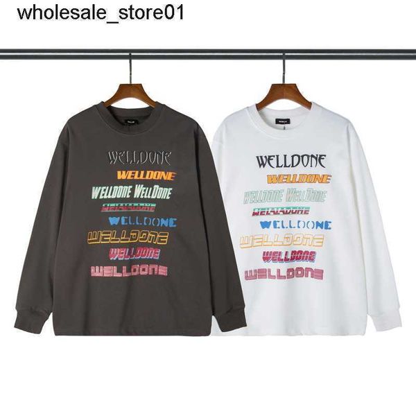 

men's hoodies designer sweatshirts winter new we11done color screen letter round neck pullover sweater men women hoodie, Black
