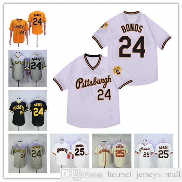 

men retire barry bonds 24 25 jersey grey pinstripe black cream pullover button vintage baseball embroidery shirt size s-3xl