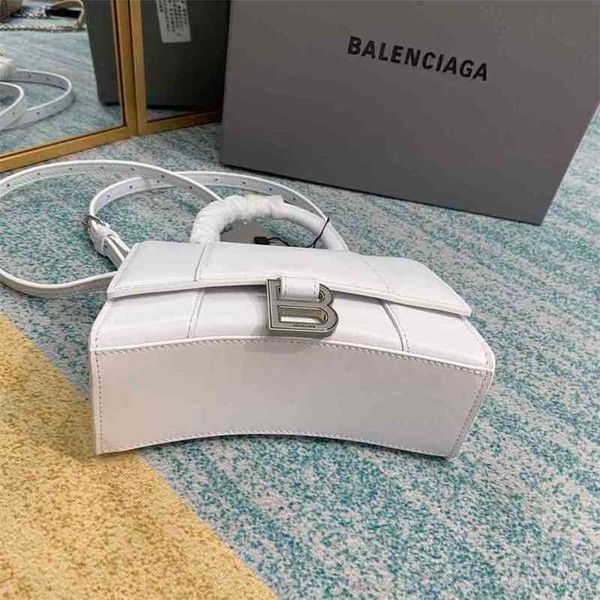 

designer balencigas handbags hourglass bags head leather crocodile pattern bag light luxury ice white women's single shoulder cross