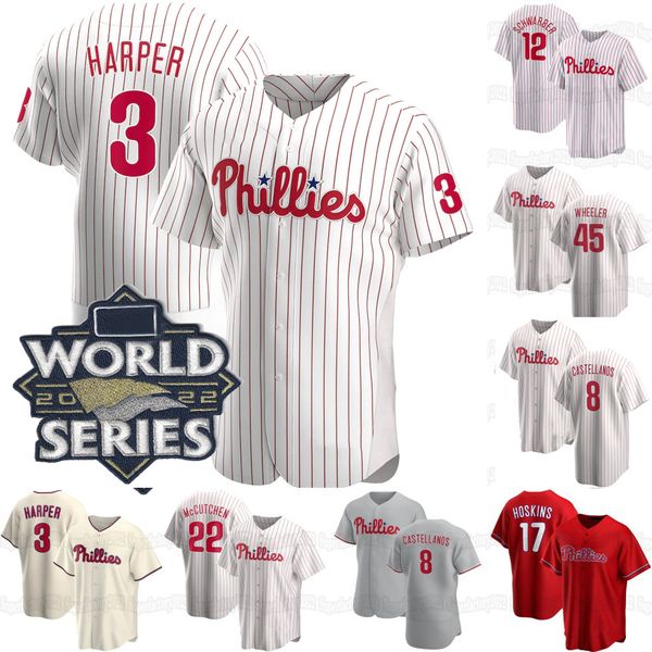 

#3 harper 2022 world series phillies jersey kyle schwarber aaron nola odubel nick castellanos herrera j.t. realmuto alec bohm rhys hoskins, Blue;black