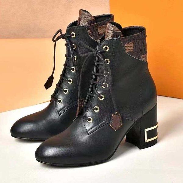 

ladies designer boots classic luxury cowskin rubber sole matt leather shiny lace-up fashion cowboy boots, Black