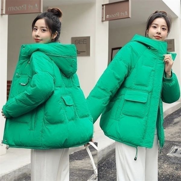 

womens down parka winter padded jacket women hooded parkas coat thick warm cotton female outwear 221021, Black