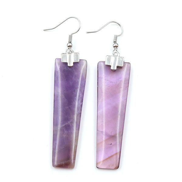 

fashion earrings natural crystal stone geometric amethyst rose quartz tiger eye stones earrings for women and girl jewelry, Golden