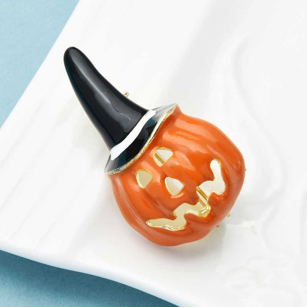 

pins brooches wuli baby enamel wizard hat pumpkin brooch 2021 halloween for women and men fashion jewelry gift l221024, Gray