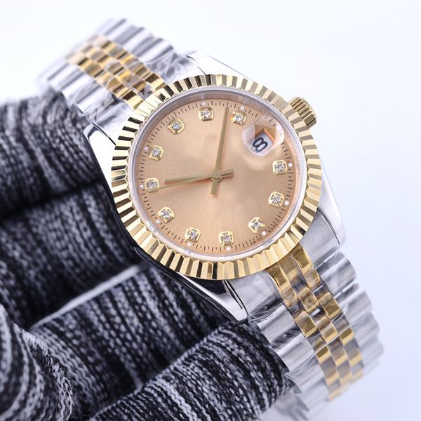 

business couples diamond watch automatic mechanical watches 41 36 31mm optional mens wristwatch ladies wristwatches stainless st, Slivery;brown