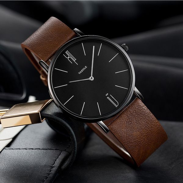 

hbp watch for men leather strap quartz watches casual wristwatch designer design montres de luxe, Slivery;brown
