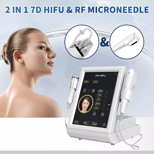 

7d hifu facial lifting skin care machine high intensity focused ultrasound equipment with rf microneedling fractional for wrinkle removal ne, Black;white