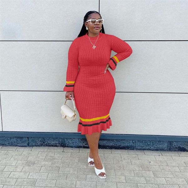 

plus size dresses dress for women round neck long sleeve casual solid color thread fashion evening 4x 5x urban, Black
