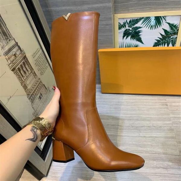 

new arrival womens knee high thigh boot knight square heel snow winter martin cow leather wearproof booties sz35-412281, Black