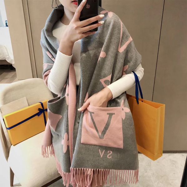 

stylish women cashmere scarf classic full letter designer scarf soft smooth warm wraps with tag autumn winter long shawl gift, Blue;gray