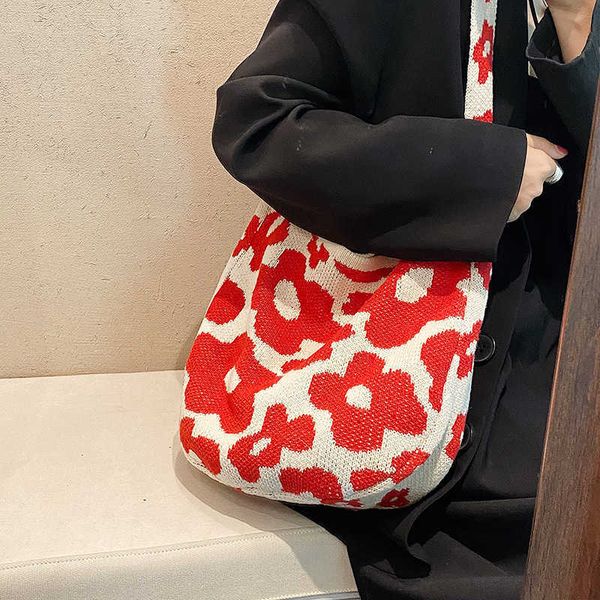 

hbp totes handbags large capacity bag women's autumn versatile new fashion casual texture knitted shoulder bag knitted foreign style to
