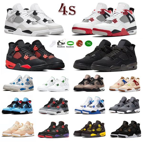 

jumpman man woman basketball shoes 4s 4 red thunder military black sail shimmer bred mens trainers sports women sneakers