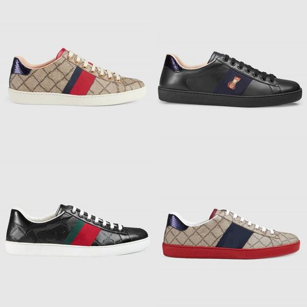 

mens italy casual shoes women loafers white flat leather shoe green red stripe embroidered tiger snake couples trainers chaussures size 35-4, Black