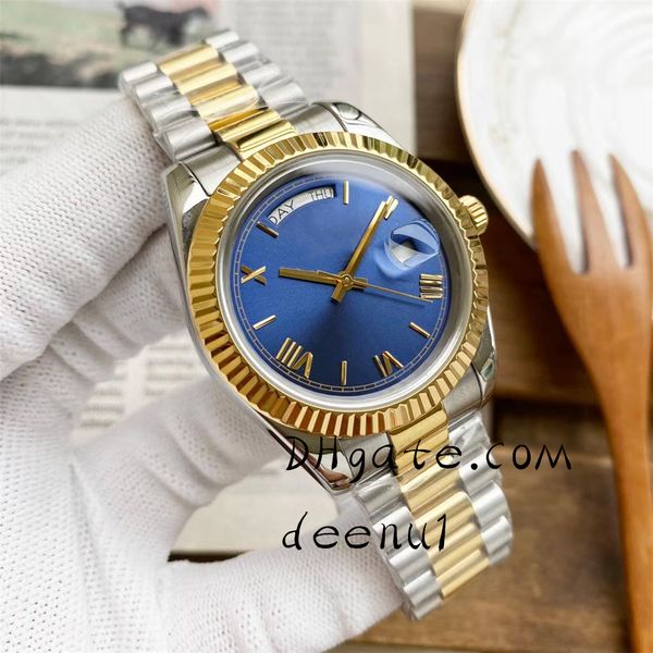 

men's automatic mechanical watch 40mm all-stainless steel roman digital watch surface designer sapphire glass super luminous waterproof, Slivery;brown