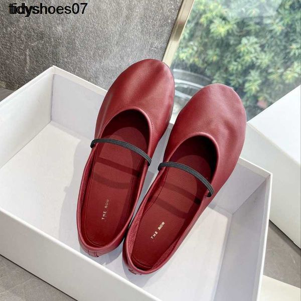 

the row sandals classic small french ballet flat shoes round head soft leather shallow mouth mary jane single shoes ybqa