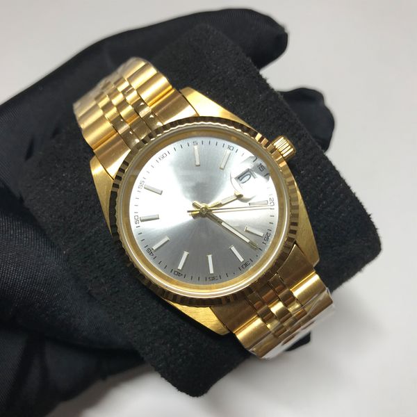 

18k gold watch luxury watches automatic asia 2813 movement men women datejust 36mm sweeping watches mechanical glide smooth second hand lumi, Slivery;brown