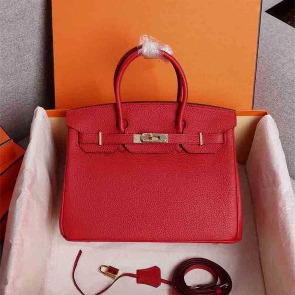 

women's birkins designer handbags herme classic manual bag layer cowhide litchi pattern pochette rouge togo gold hardware6tjm