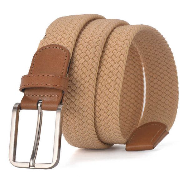

belts men women casual knitted belt woven canvas elastic expandable braided stretch belts plain webbing strap designer belt g221019, Black;brown