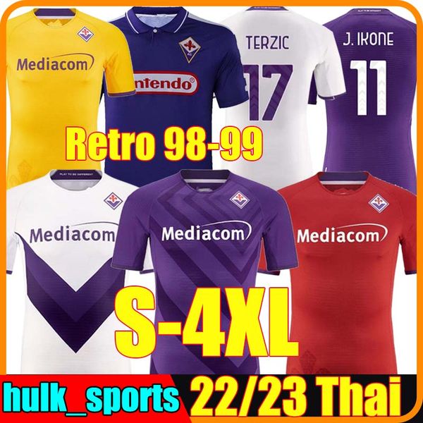 

4xl 22/23 fiorentina j. ikone soccer jerseys castrovilli erick acf jovic a. cabral milenkovic c.kouame 1992 93 95 96 98 99 2000 retro classi, Black;yellow