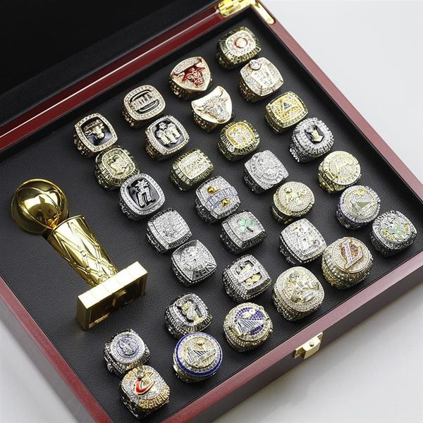 

1967 to 2021 basketball city team champions championship ring set with wooden box souvenir men women boy fan brithday gift 2021 hi338h, Golden;silver