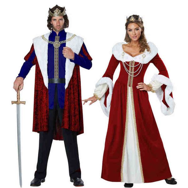 

stage wear alloween royal retro couple cosplay come european court king queen christmas party dress t220901, Black;red
