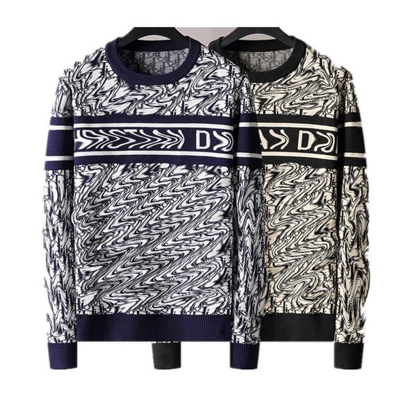 

men's sweater letter embroidery knitted sweater winter sweatshirt round neck round neck long sleeve sweater fema294k, White;black
