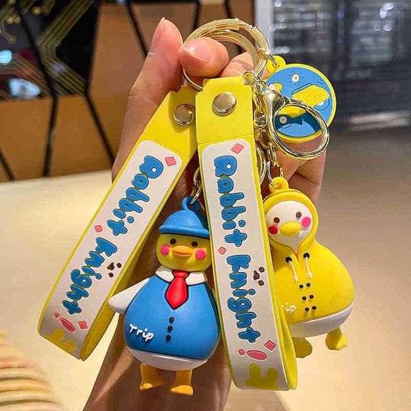

keychains creative cartoon cute duck key chain dull trend car pendant creative bag pendant, Silver