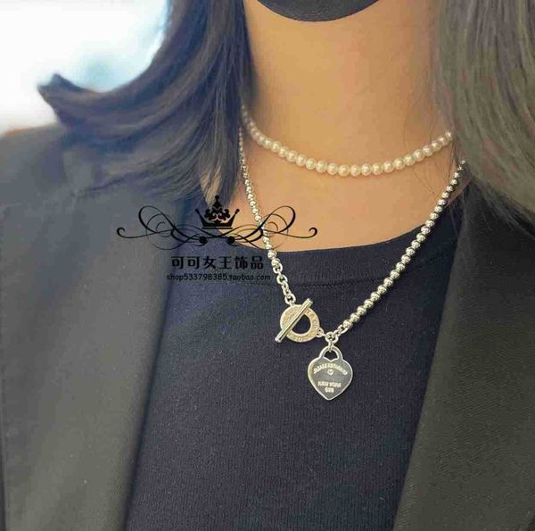

s925 sterling silver new t home return to surrounding necklace light luxury pearl collar chain neckchain