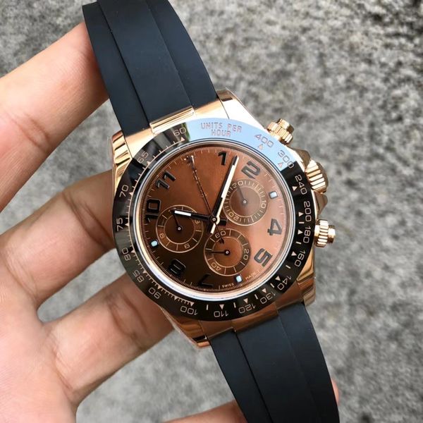 

mens watch cal.automatic machinery movement watches 40mm-12.4mm 904l fine steel watchcase watchband waterproof luminous function 046, Slivery;brown