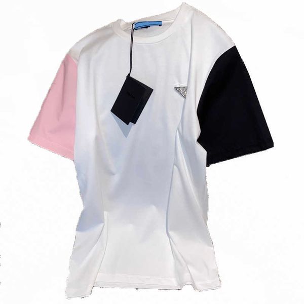 

women cotton t-shirts tee summer quick dry shirts personality patchwork design girls tees clothing, White;black