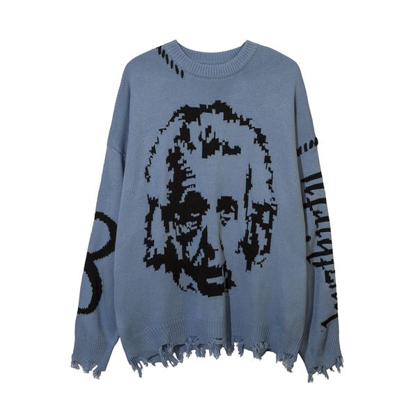 

hip-hop knitwear for men and women tassel destroys knitted sweater plus size