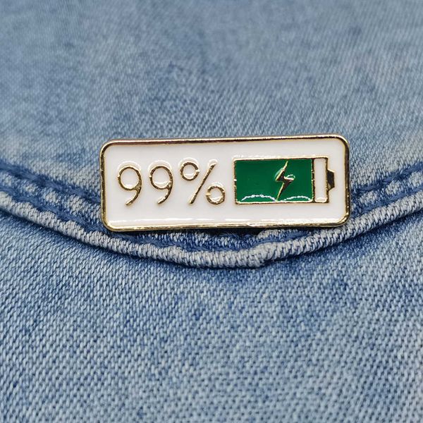 

pins brooches simple tag letters enamel pin 99% electricity quantity brooch bule metal badge bag cloes for women men gifts l221024, Gray
