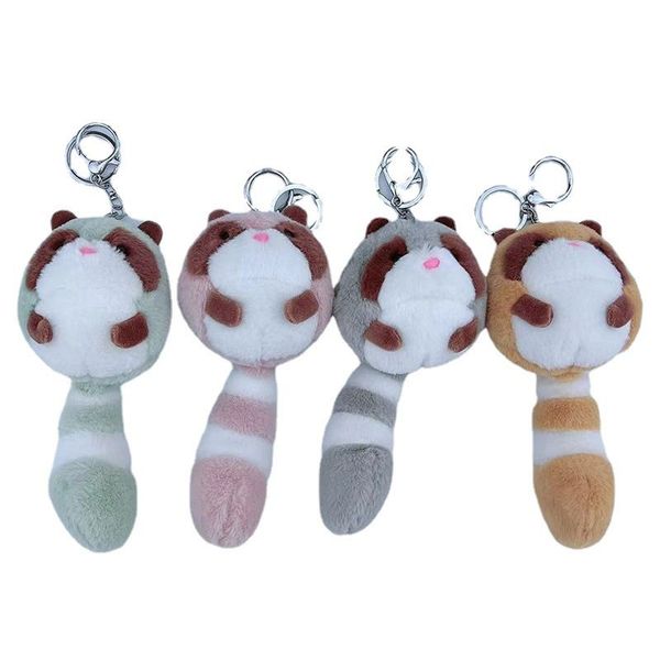 

design fashion cute odd-tailed bear plush toy keychains small raccoon stuffed doll school bag pendant keychain doll 18cm, Silver