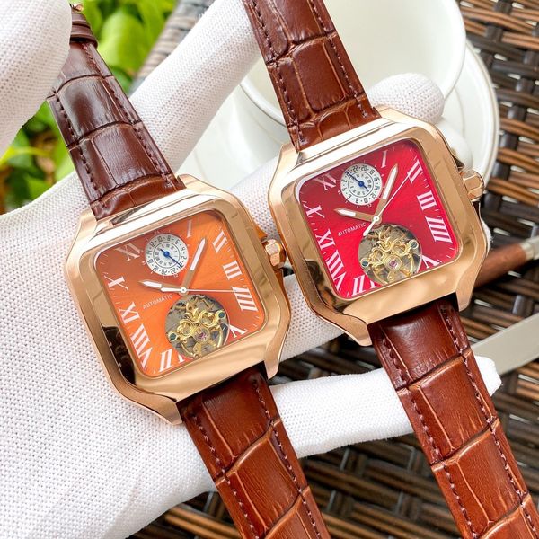 

santos designer watch mens watchs 42mm sapphire mirror automatic mechanical man watch counter official replica wristwatch senior gift 262, Slivery;brown