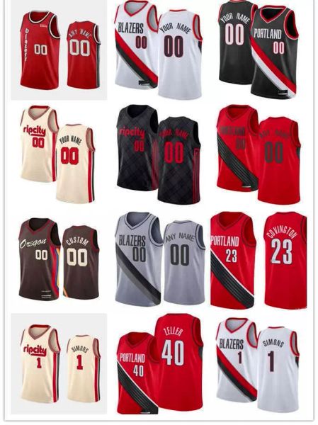 

college wear 75th custom men women youth portland's trail blazers's 23 robert covington 1 anfernee simons 40 cody zeller 16 cj ell, Black
