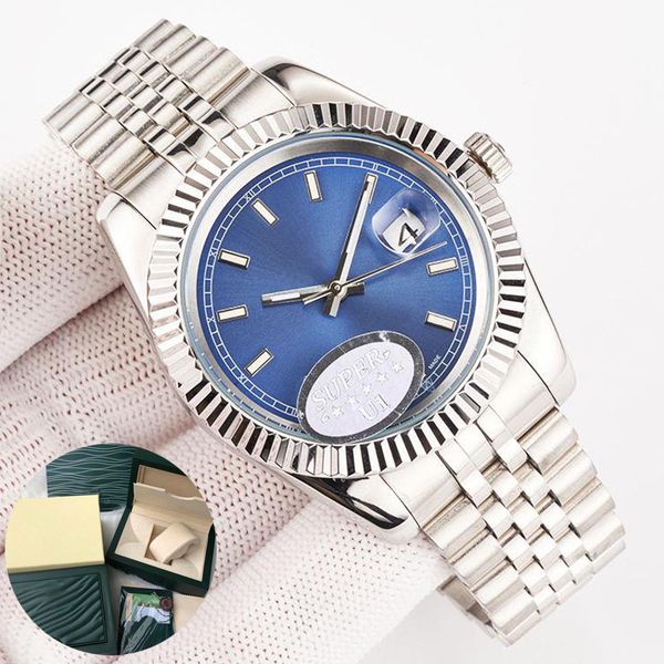 

automatic luxurious watch for man montre femme gold 41mm 904l blue dial mechanical stainless steel sapphire folding buckle watches waterproo, Slivery;brown