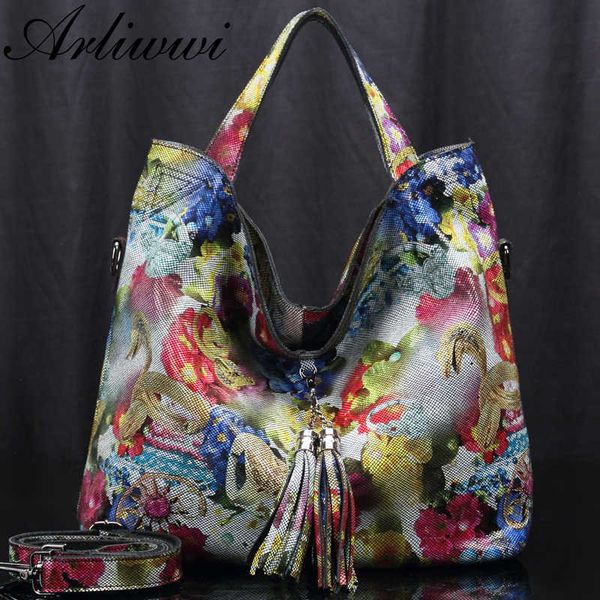 

shoulder bags arliwwi brand designer floral lady 100% genuine leather tote handbags luxury real shiny flower for summer gl16 221024