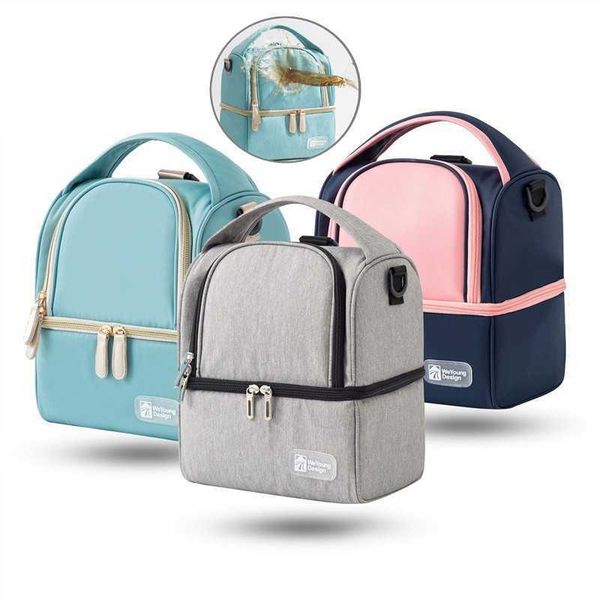 

diaper bags insulation milk storage solid color zipper lunch double layer fresh keeping baby bottle backpack shoulder t221024
