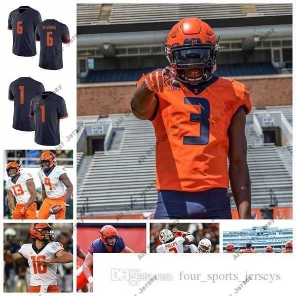 

ncaa illinois fighting illini college football jersey ra'von bonner jersey isaiah williams reggie corbin ricky smalling jerseys custom, Black