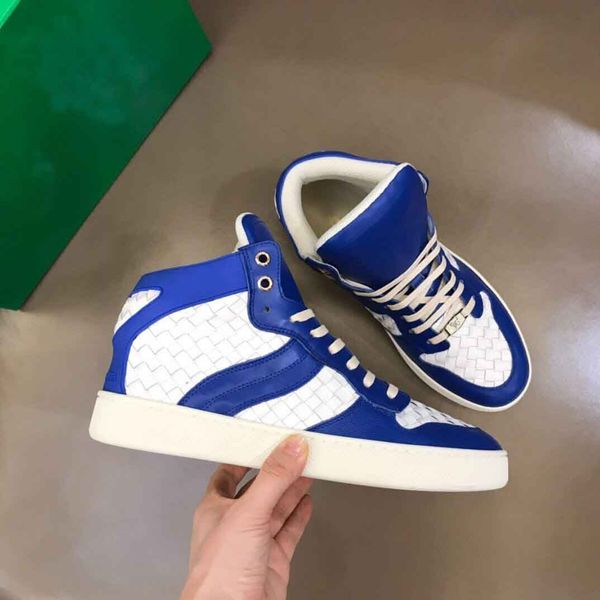 

22s high intreciato woven sports shoes suede leather and leather lace up men's casual skateboard walking comfortable eu38-46 with box