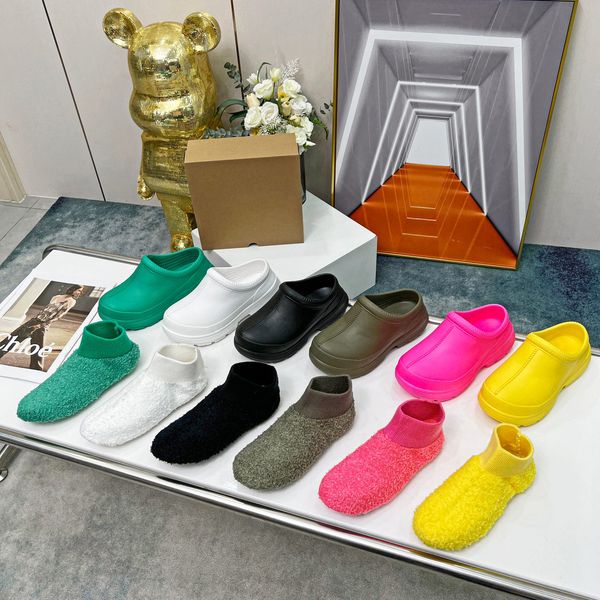 

2022 luxury designer tasman women rubber rain sock boots winter outdoor snow short boot wool size 35-40, Black
