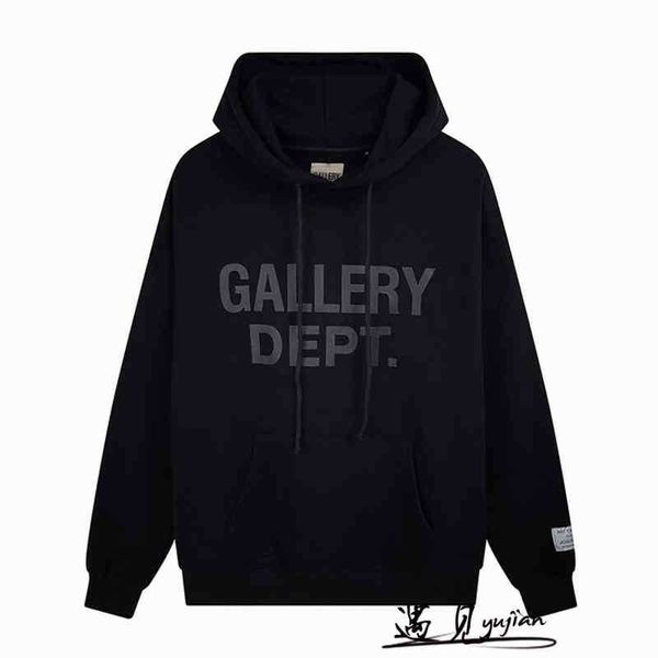 

designer 2022 fashion men's hoodies cotton sweater galleryt deptss chest letters print casual loose hooded round neck men's and wo, Black