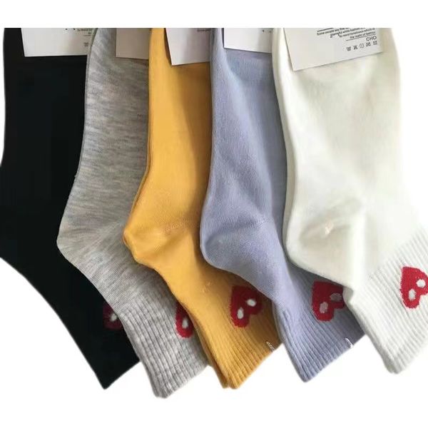

multicolor heart embroidery men's socks breathable ankle socks solid color short cotton sock comfortable high quality, Black