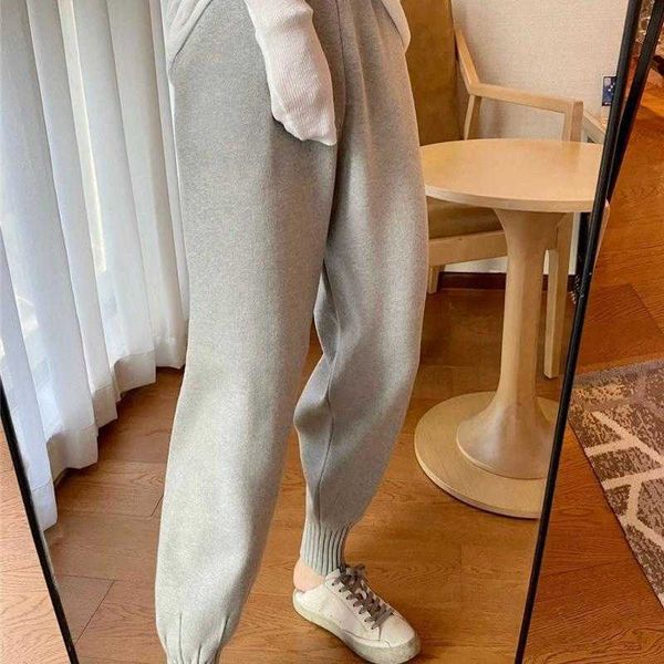 

women's pants capris autumn and winter outer wear close-up pants loose thin high-waisted knitted leggings solid radish women t221024, Black;white