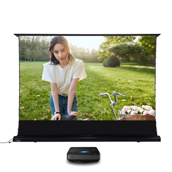 

projection screens electric tab tension floor screen with ultra short throw ambient light rejecting for ust laser projector 221024