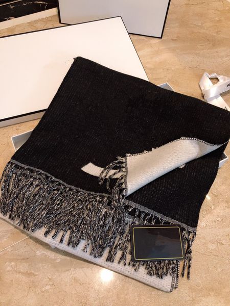 

2022 autumn/winter new wool scarf women's fashion high-end couples cashmere warm tassel scarf, Blue;gray