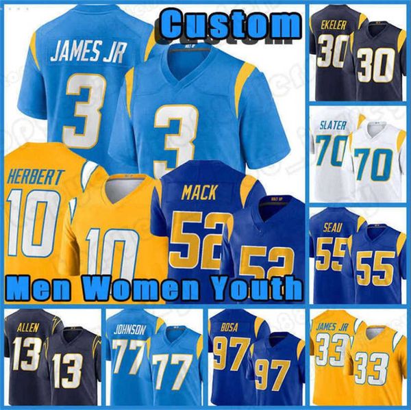 

justin herbert jersey tee custom los angeles''chargers''mens khalil mack joey bosa keenan allen austin ekeler game junio, Black