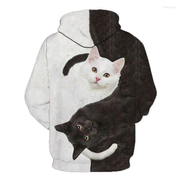 

men's hoodies cute cat boy girl outdoor 3d printing hoodie sweater pet print fashion sports pullover autumn and winter, Black